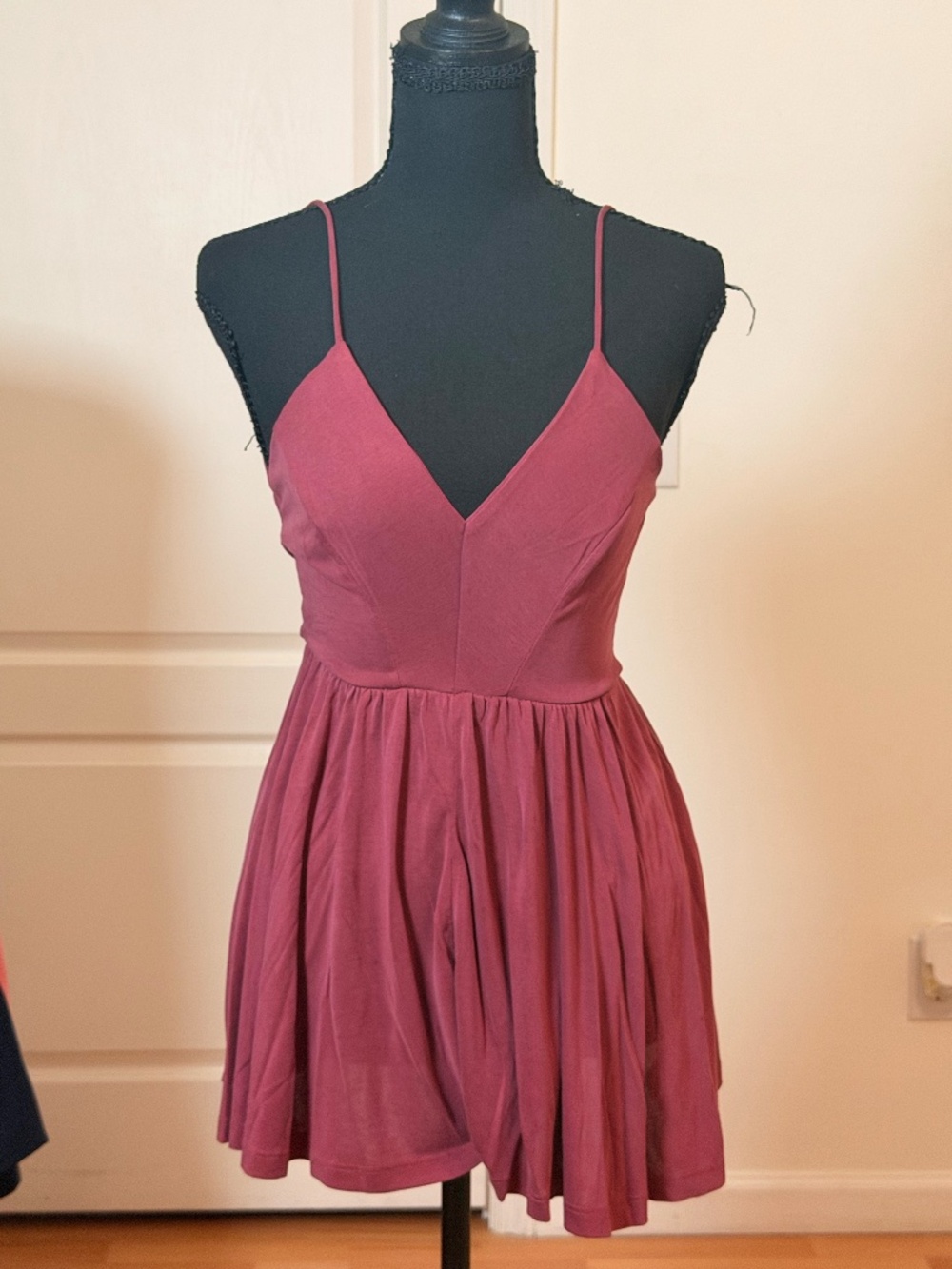 Silence + Noise Burgundy Skater Romper Crisscross Open Back Sz S